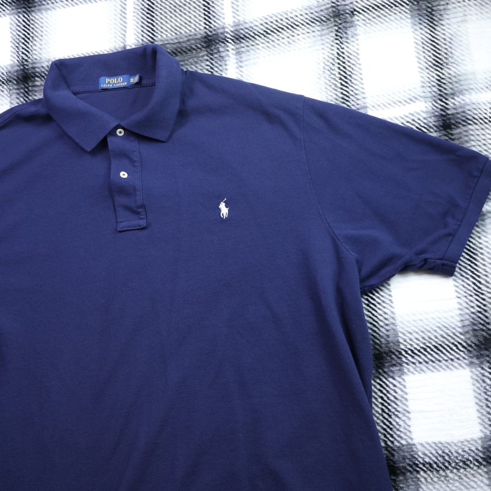 Polo Ralph Lauren Navy Blue Short Sleeve Polo Shirt 3XLT RL18 Logo Cotton Mesh